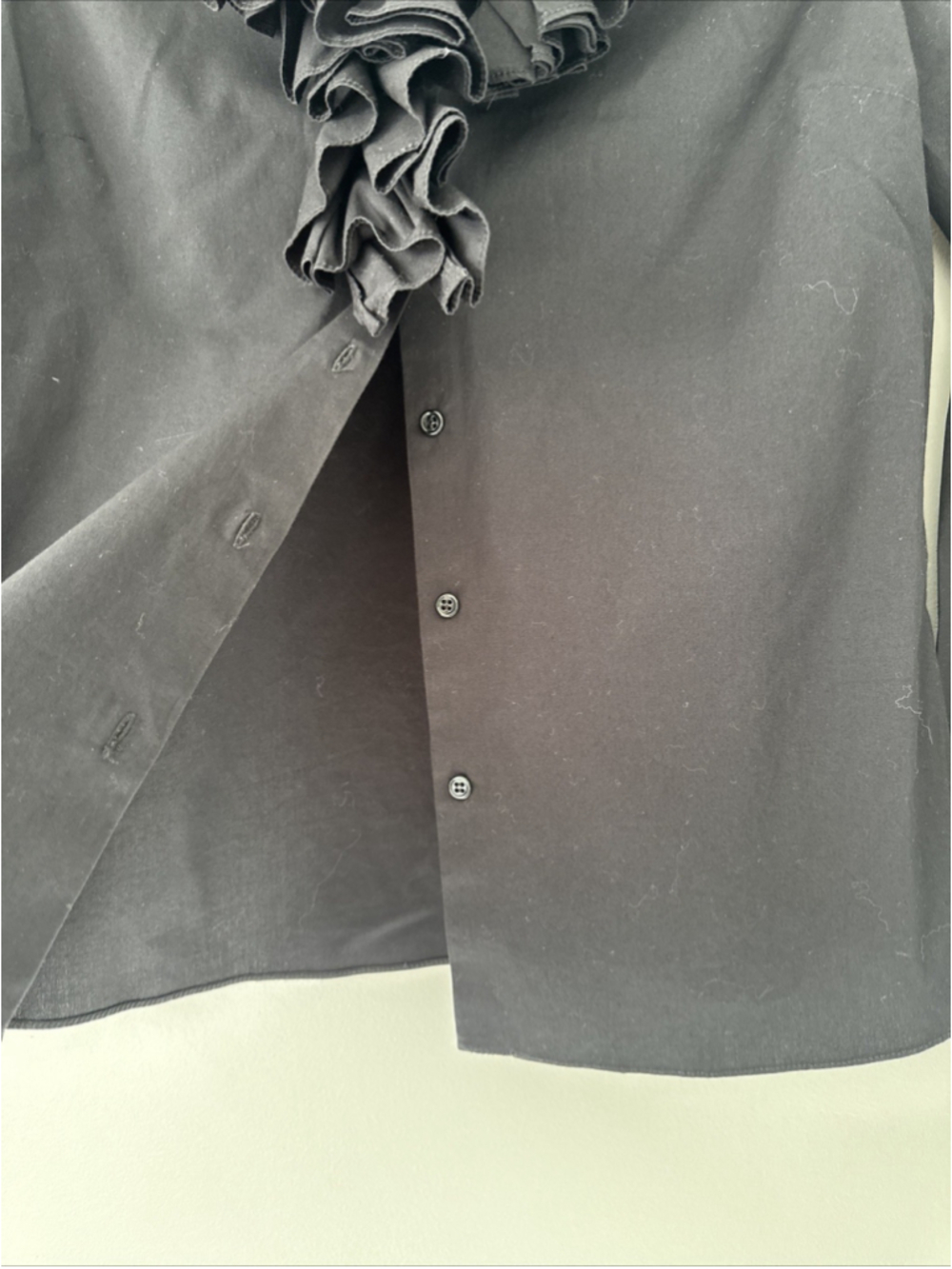 Zara Black Blouse Ruffled Colar Small - Picture 4 of 6